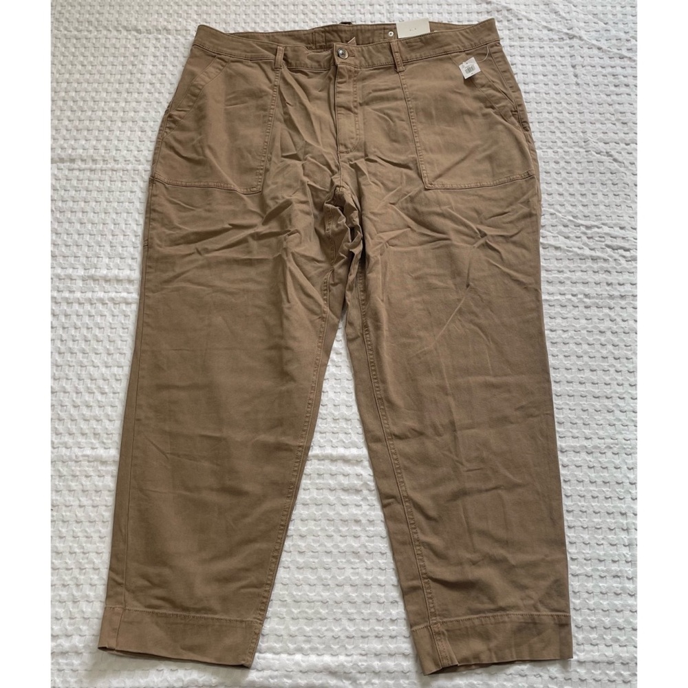 Old Navy Workwear Canvas Pants 20 Womens NWT High Waist Brown Stretch Utility